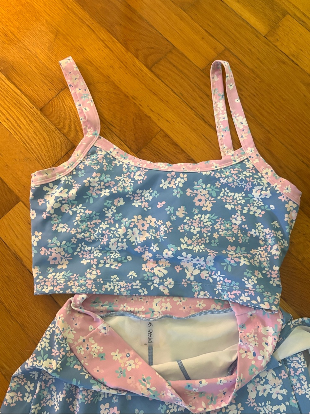 As Revival medium Floral Print Blue & Pink Crop Top and Skirt Set ALTRD STATE - Picture 2 of 4